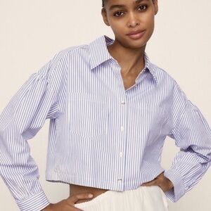 Zara Cropped Button Down Blouse with Blingy Buttons